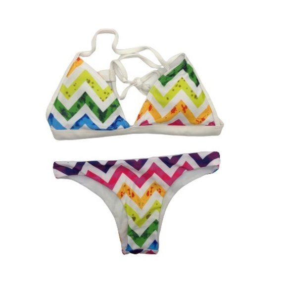 Unbranded Other - Triangle Geometric Print Colorful Cheeky Swim Biki